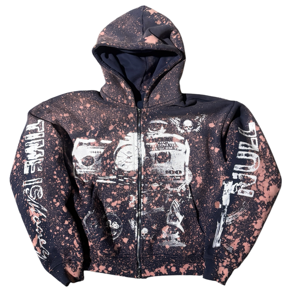 “TIME IS MONEY” BLEACHED ZIP (ONLINE EXCLUSIVE)