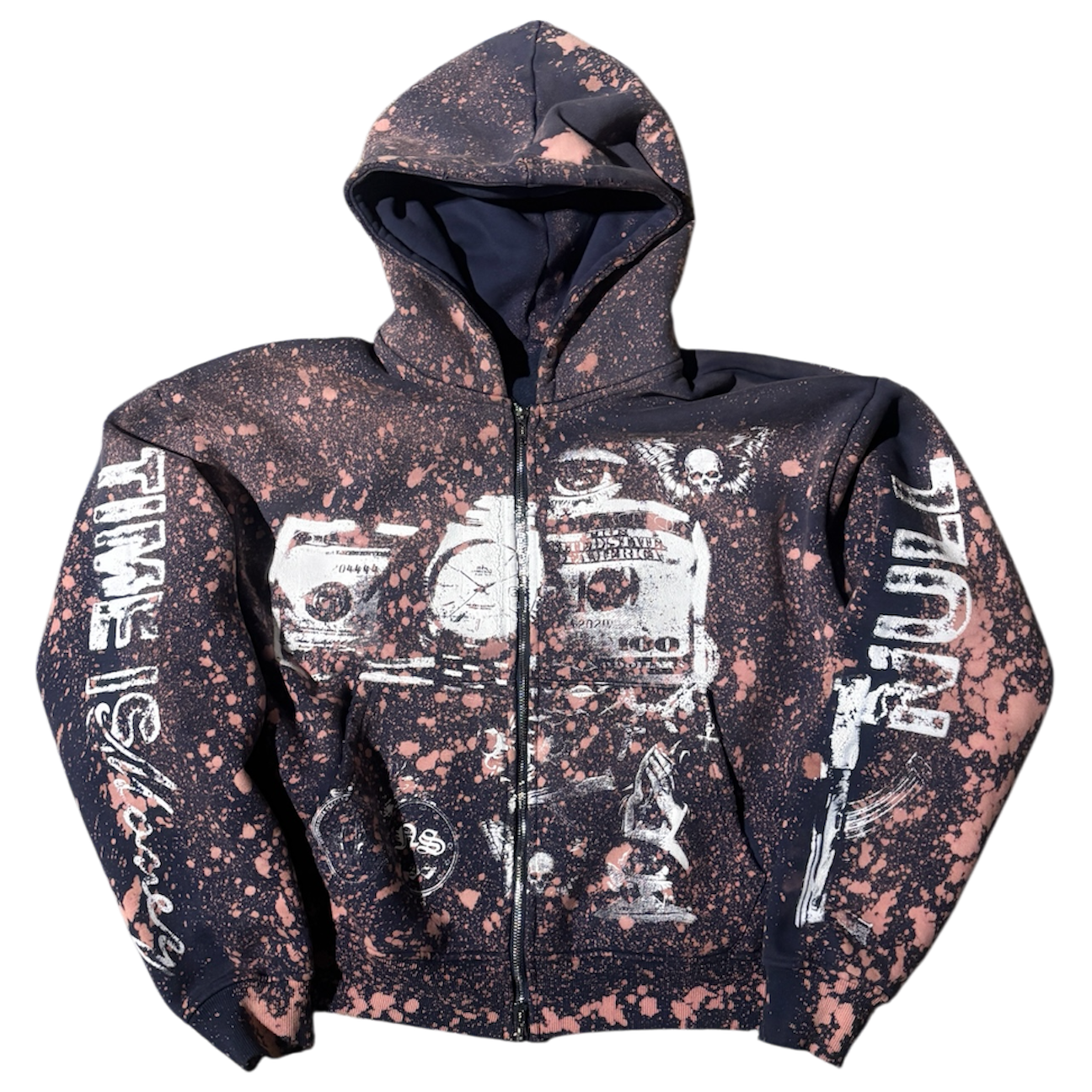 “TIME IS MONEY” BLEACHED ZIP (ONLINE EXCLUSIVE)