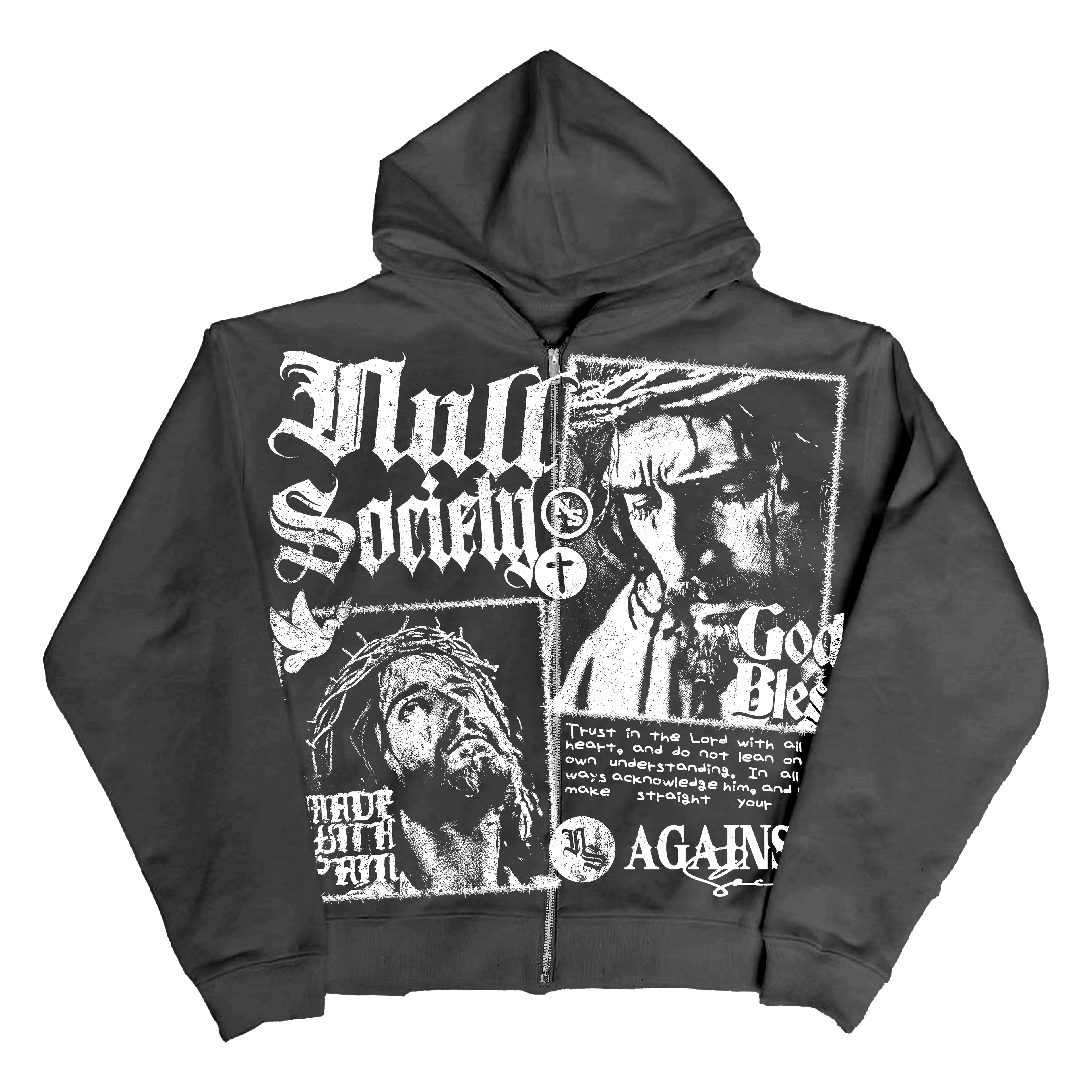 "GOD BLESS" ZIP HOODIE